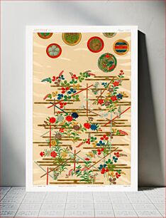 Πίνακας, Japanese decorative wallpaper, vintage painting by G.A. Audsley-Japanese illustration