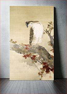 Πίνακας, Japanese eagle on a branch (1862 - 1918) vintage ink on silk by Kikuchi Hōbun