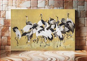 Πίνακας, Japanese flock of cranes (18th century) vintage painting by Ishida Yūtei