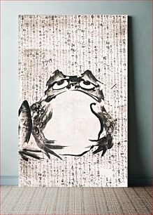 Πίνακας, Japanese frog (late 18th-19th century) vintage ink and color on paper by Getsuju
