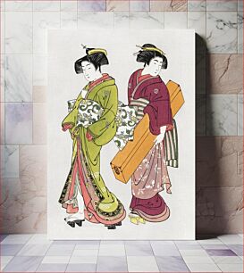 Πίνακας, Japanese geisha (1739-1820) vintage woodblock print by Kitao Shigemasa