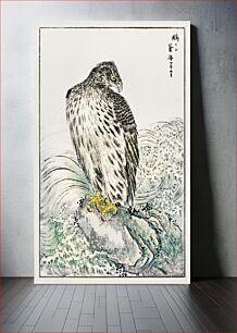 Πίνακας, Japanese Golden Eagle and Dark Blue Sea illustration. Pictorial Monograph of Birds (1885) by Numata Kashu (1838-1901)