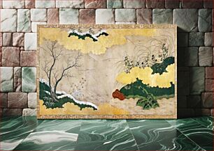 Πίνακας, Japanese landscape in autumn (16th century) vintage ink and color on paper