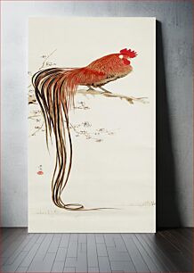 Πίνακας, Japanese long-tailed rooster (19th century) vintage painting by Shibata Zeshin