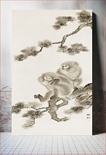 Πίνακας, Japanese monkeys (19th century) vintage painting by Mori Sosen