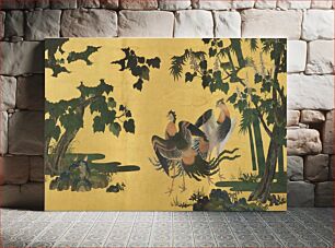 Πίνακας, Japanese peacocks and bamboo (1539–1613) vintage painting by Tosa Mitsuyoshi