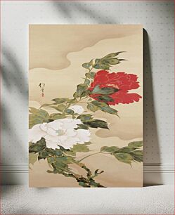 Πίνακας, Japanese peonies (1761 - 1828) vintage ink and color on silk by Sakai Hōitsu