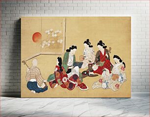 Πίνακας, Japanese people in music party (17th century) vintage painting by Hishikawa Moronobu