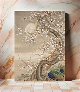 Πίνακας, Japanese plum blossoms in moonlight (18th century) vintage ink and color on silk by Sō Shizan