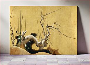 Πίνακας, Japanese plum tree (17th century) vintage painting by Hasegawa Tōtetsu