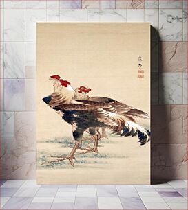 Πίνακας, Japanese rooster (1810-1853) vintage painting by Katsushika Taito II