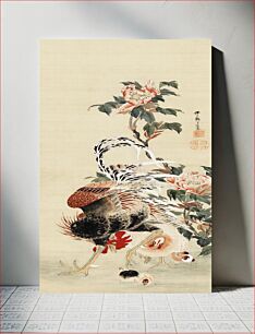 Πίνακας, Japanese rooster and family (1797) vintage painting by Itō Jakuchū