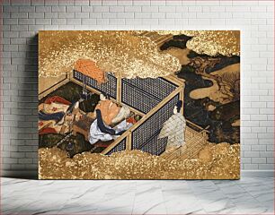 Πίνακας, Japanese the tale of Genji (17th century) vintage painting