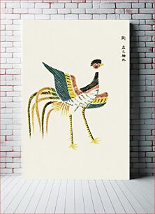 Πίνακας, Japanese vintage original woodblock print of crane from Yatsuo no tsubaki (1860-1869) by Taguchi Tomoki