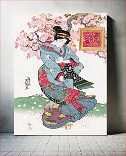 Πίνακας, Japanese woman (1828) vintage woodblock print by Keisai Eisen