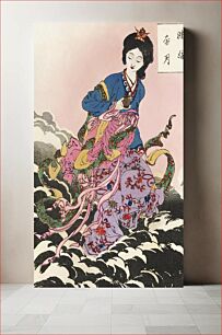 Πίνακας, Japanese woman (1839-1892) vintage woodcut prints by Taiso Yoshitoshi
