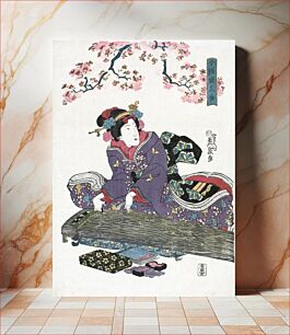 Πίνακας, Japanese woman and cherry blossom (1828) vintage woodblock prints by Keisai Eisen