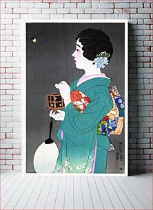 Πίνακας, Japanese woman and firefly cage (1898-1972) vintage woodblock print by Itō Shinsui
