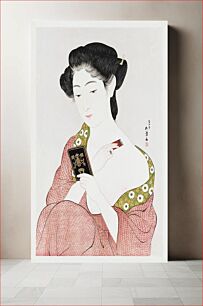 Πίνακας, Japanese woman applying powder (1918) vintage woodblock print by Hashiguchi Goyô