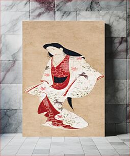 Πίνακας, Japanese woman from the “Visiting Kawachi” Episode of the Tales of Ise (17th century) vintage painting