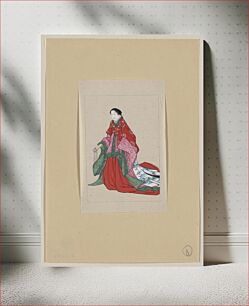 Πίνακας, [Japanese woman, full-length, standing, facing left, wearing robes of a noblewoman, such as empress or princess; also shows custom of artificial eyebrows]