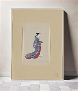 Πίνακας, [Japanese woman, full-length, standing, facing right, wearing robe over kimono]