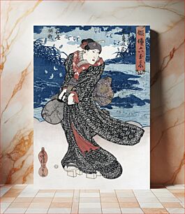 Πίνακας, Japanese woman in kimono (1786-1864) vintage woodcut prints by Utagawa Kunisada