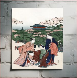 Πίνακας, Japanese women (1780-1800) vintage woodblock print by Katsukawa Shunzan