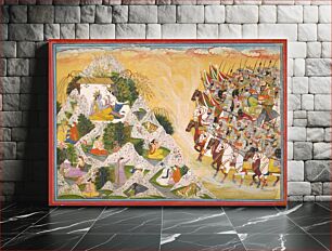 Πίνακας, Jarasandha’s army advances toward Krishna and Balarama, folio from a Mahabharata
