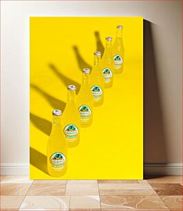 Πίνακας, Jarritos Pineapple Bottles on Yellow Background Μπουκάλια ανανά Jarritos σε κίτρινο φόντο