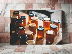 Πίνακας, Jars of Preserves on Wooden Table Βαζάκια με κονσέρβες σε ξύλινο τραπέζι