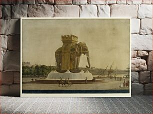Πίνακας, Jean-Antoine Le Chevalier Alavoine (1776-1834). "Projet de la fontaine de l'éléphant, place de la Bastille". Aquarelle sur papier. Paris, musée Carnavalet