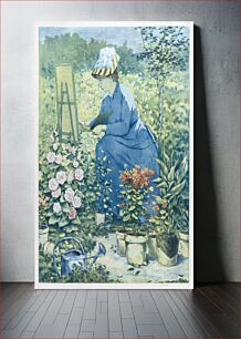 Πίνακας, Jeanne Gonzales Painting in the Garden (1885) watercolor by Henri-Charles Guérard