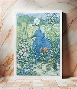 Πίνακας, Jeanne Gonzales Painting in the Garden by Henri-Charles Guérard