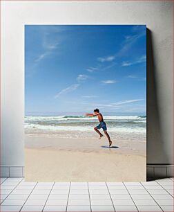 Πίνακας, Joyful Leap on the Beach Χαρούμενο άλμα στην παραλία