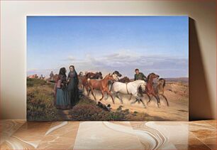 Πίνακας, Jutland farmers on their way home from market with their horses by Jørgen Valentin Sonne