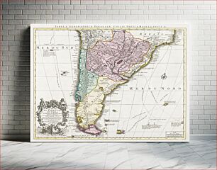 Πίνακας, Kaart van het zuidelijke deel van Zuid-Amerika (1750–1760) by Guillaume Delisle