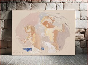 Πίνακας, Kaksi lasta. vuodenajat-harjoitelma. todennäköisesti 1910-12, 1910 - 1912part of a sketchbook, Eero Järnefelt