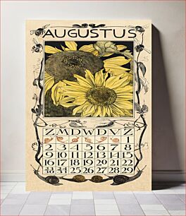 Πίνακας, Kalenderblad augustus met zonnebloemen (1902) by Theo van Hoytema