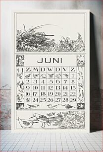 Πίνακας, Kalenderblad juni met tureluur in het gras (1917) by Theo van Hoytema