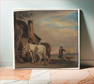 Πίνακας, Karl bringing water to two horses (copy after Paulus Potter's painting in the Louvre) by Theodor Philipsen
