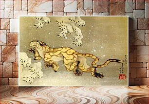 Πίνακας, Katsushika Hokusai (1760–1849), Tiger in the snow. Hanging scroll, ink and colour on silk, 1849. Private collection, USA