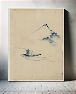 Πίνακας, Katsushika Hokusai's A Person in a Small Boat on a River with Mount Fuji in the Back