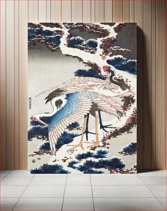 Πίνακας, Katsushika Hokusai's cranes on a snowy tree (1834) vintage woodblock print