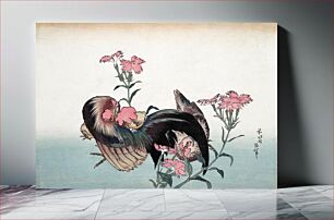 Πίνακας, Katsushika Hokusai’s cock and flower (1760–1849) vintage Japanese painting