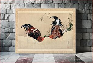 Πίνακας, Katsushika Hokusai’s Gamecocks (1838) paintings