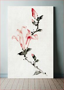 Πίνακας, Katsushika Hokusai’s pink flower (1760-1849) vintage Japanese Ukiyo-e style