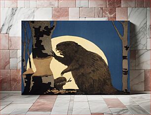 Πίνακας, "Keep All Canadians Busy Buy 1918 Victory Bonds"; poster depicts a industrious beaver preparing to topple a tree