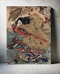 Πίνακας, Kinhyoshi Yorin, Hero of the Suikoden by Utagawa Kuniyoshi (1753-1806), a traditional Japanese ukiyo-e style illustration of a samurai man, the hero of the Suik