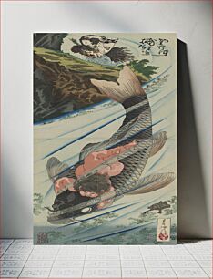 Πίνακας, Kintarō Seizes the Carp (1885) by Tsukioka Yoshitoshi